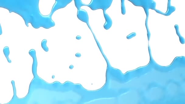 白い背景の青い液体の流れる — ストック動画