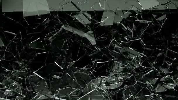 スローモーションで壊れたと粉々 に砕けたガラス — ストック動画