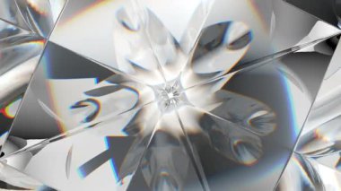 Gemstone elması ya da parlak cam üçgen kaleydoskop ayrımı. 3D canlandırma, 3D animasyon, alfa mat