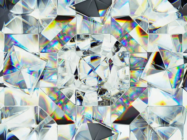 Diamantstruktur extreme Nahaufnahme und Kaleidoskop — Stockfoto