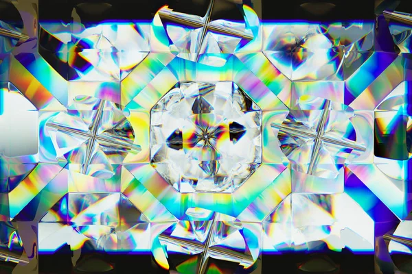 Diamantstruktur extreme Nahaufnahme und Kaleidoskop — Stockfoto