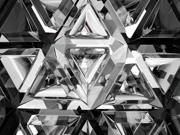 다이아몬드 원석이나 반짝 이는 유리 삼각형의 구조인 칼 리도 스코프 — 스톡 사진