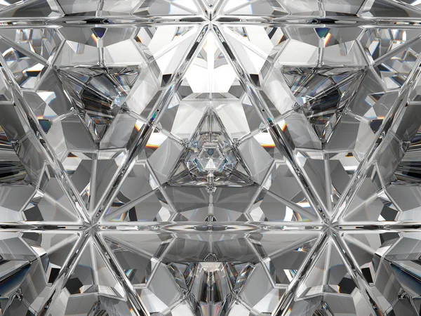 Diamante de piedras preciosas o vidrio brillante textura triangular caleidoscopio —  Fotos de Stock