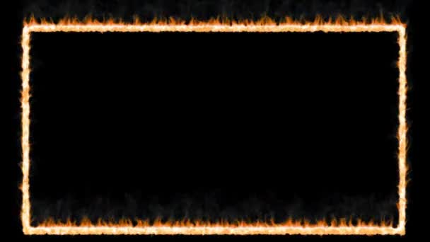 Пламя Огненная Рамка Дымом Дымом Заполняют Экран Альфа Мат Рендеринг — стоковое видео
