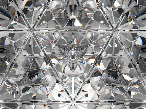 Edelstein Diamant oder glänzendes Glas dreieckige Textur Kaleidoskop — Stockfoto