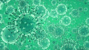Covid-19 Coronavirus veya Roman Coronavirüs 2019-ncov hücreleri ve salgın. 3d görüntüleme, 3d illüstrasyon