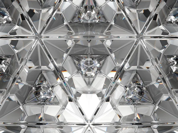 Gemstone Diamant Eller Glänsande Glas Triangulär Konsistens Kalejdoskop Bakgrund Render — Stockfoto