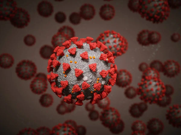 Koronavirus Nebo Covid Buněčný Pandemický Virus Vykreslení Ilustrace — Stock fotografie