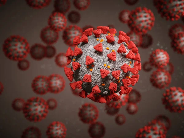 Coronavirus Virus Pandémico Células Covid Render Ilustración —  Fotos de Stock