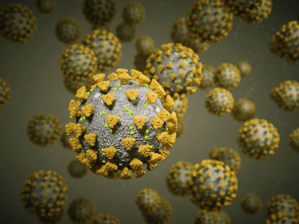Koronavirus Nebo Covid Buněčný Pandemický Virus Vykreslení Ilustrace — Stock fotografie