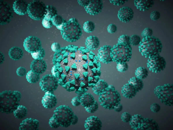 Coronavirus Vagy Covid Sejtpandémiás Vírus Render Illusztráció — Stock Fotó