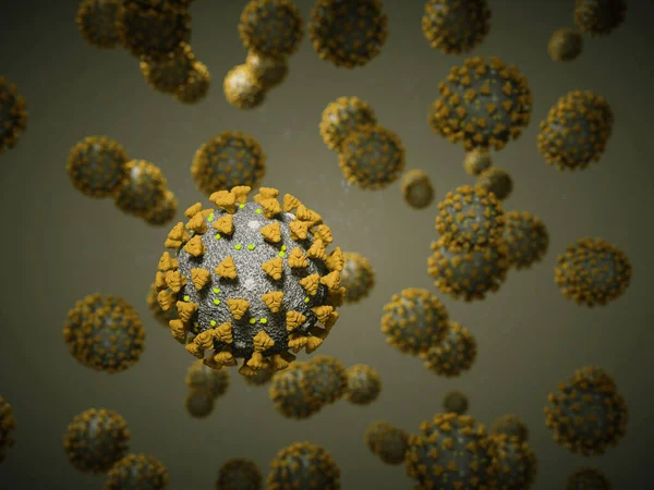 Coronavirus Virus Pandémico Células Covid Render Ilustración —  Fotos de Stock