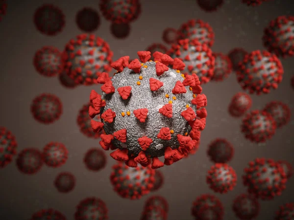 Koronavirus Nebo Covid Buněčný Pandemický Virus Vykreslení Ilustrace — Stock fotografie