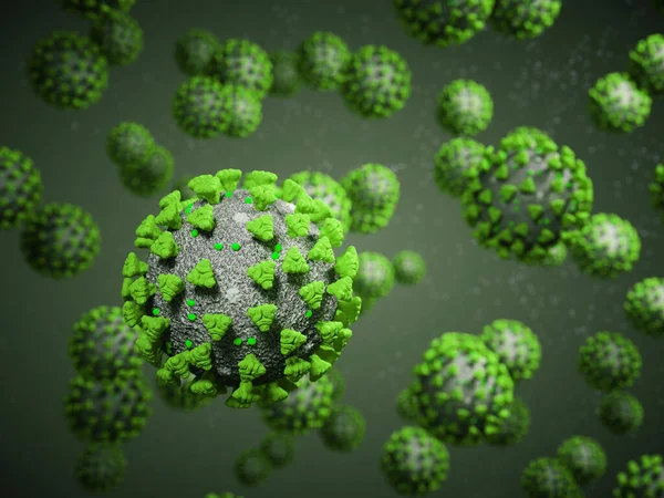 Coronavirus Covid Cell Pandemic Virus Render Illustration — Stock Photo, Image