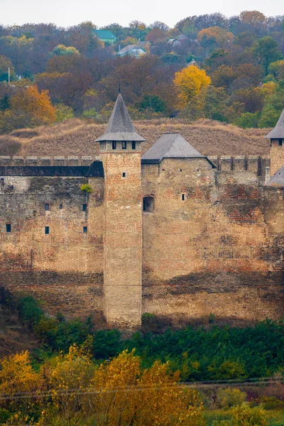 Khotyn Fort Panoramisch Uitzicht Herfst Toerisme Oekraïne — Stockfoto