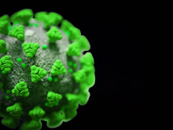 Virus Pandemi Sel Coronavirus Covid Diisolasi Dengan Warna Hitam Render — Stok Foto