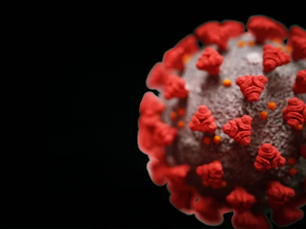 Virus Pandemi Sel Coronavirus Covid Diisolasi Dengan Warna Hitam Render — Stok Foto