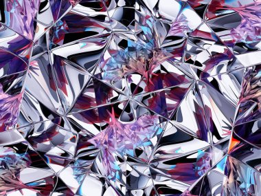 Gemstone elması ya da parlak cam üçgen desenli kaleydoskop. 3d görüntüleme, 3d illüstrasyon