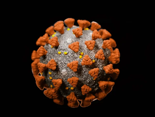 Ковід Коронавірус Клітинний Пандемічний Вірус Ізольований Чорному Рендеринг Ілюстрація — стокове фото