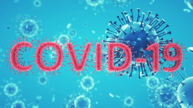 Covid-19 Coronavirus SARS-CoV-2 hücre salgını virüsü. 3d görüntüleme, 3d illüstrasyon