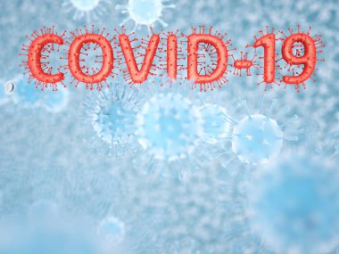 Covid-19 Coronavirus SARS-CoV-2 hücre salgını virüsü. 3d görüntüleme, 3d illüstrasyon