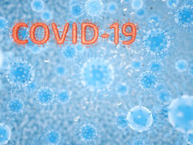 Covid-19 Coronavirus SARS-CoV-2 hücre salgını virüsü. 3d görüntüleme, 3d illüstrasyon