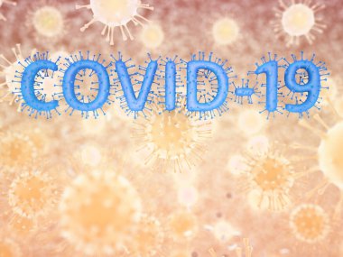 Covid-19 Coronavirus SARS-CoV-2 hücre salgını virüsü. 3d görüntüleme, 3d illüstrasyon