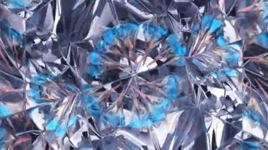 Kaleydoskop soyutlaması pırıl pırıl parlayan cam dokusunda döngü oluşturuyor. 3D canlandırma, 3D canlandırma