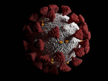 Covid-19 Coronavirus SARS-CoV-2 hücre salgını virüsü. 3d görüntüleme, 3d illüstrasyon
