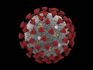 Covid-19 Coronavirus SARS-CoV-2 hücre salgını virüsü. 3d görüntüleme, 3d illüstrasyon