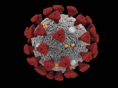 Covid-19 Coronavirus SARS-CoV-2 hücre salgını virüsü. 3d görüntüleme, 3d illüstrasyon