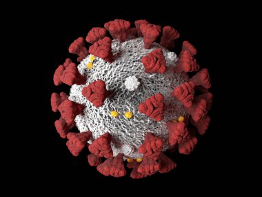 Covid-19 Coronavirus SARS-CoV-2 hücre salgını virüsü. 3d görüntüleme, 3d illüstrasyon