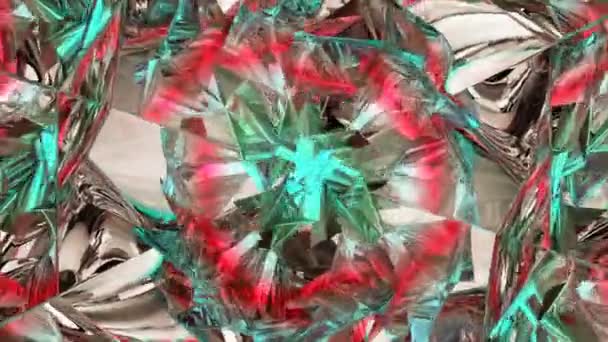 Kaleidoscope Αφαίρεση Περιστρεφόμενη Αφρώδη Γυαλιστερή Υφή Γυαλιού Render Animation — Αρχείο Βίντεο