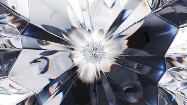 Brillo Diamante Macro Girar Lazo Sin Costura Con Efecto Caleidoscopio — Vídeos de Stock