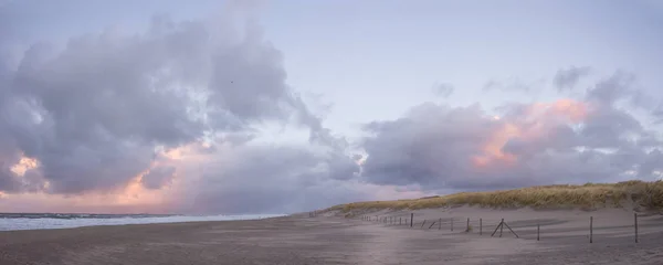 Дюны на голландском побережье в панораме — стоковое фото