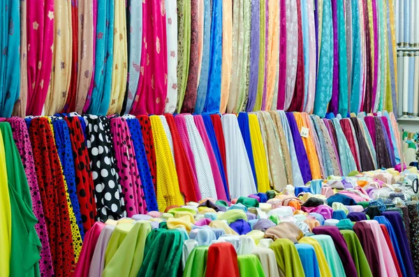 Colorful fabrics at the market Stock Image