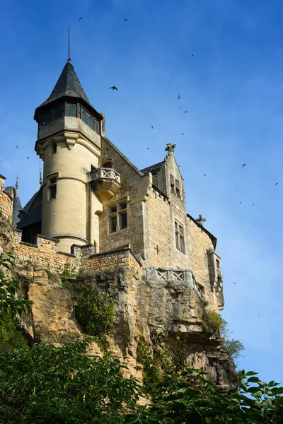 Swallows flying around Montfort castle Royalty Free Stock Photos