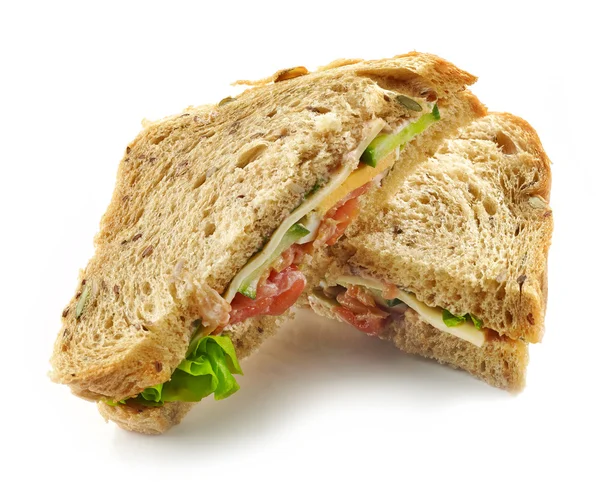 Fehér háttér lazac szendvics — Stock Fotó