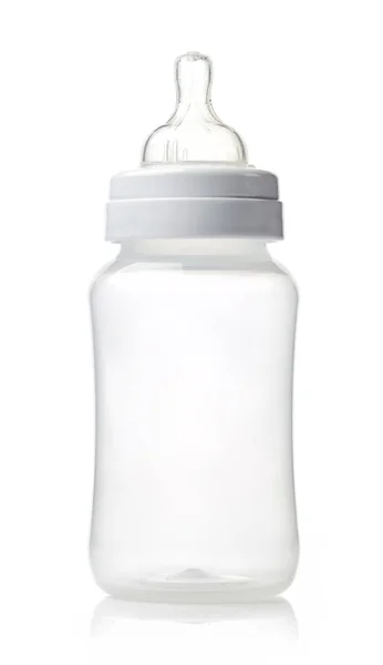Empty plastic baby bottle — Stock Photo, Image