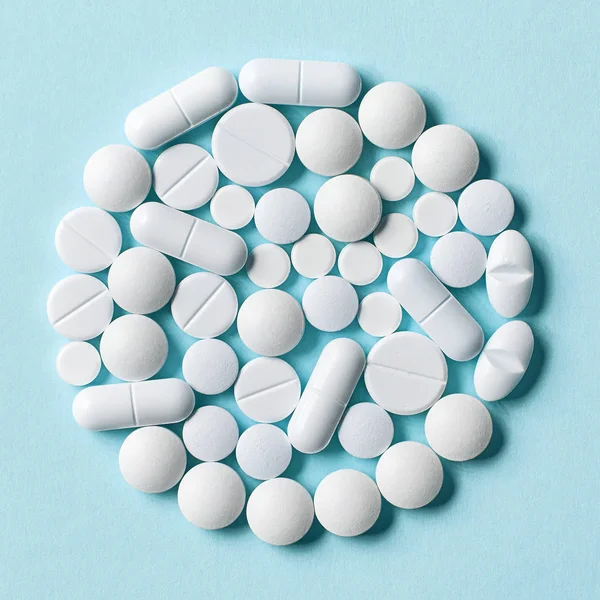 White pills macro — Stock Photo, Image