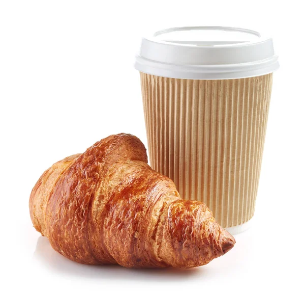 Cup of coffee and croissant — Stock Photo, Image