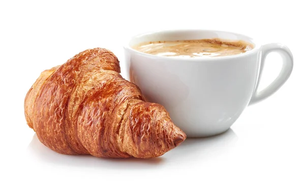 Cup of coffee and croissant — Stock Photo, Image