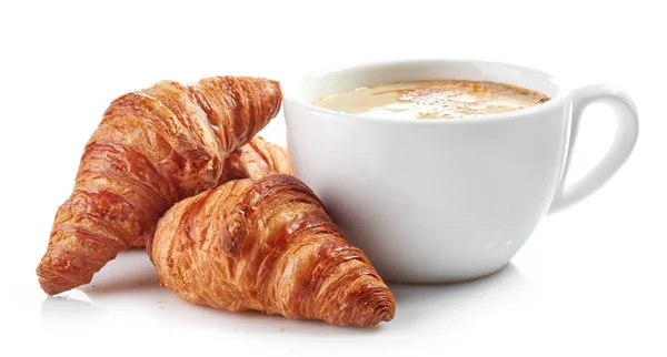 Kopje koffie en croissants — Stockfoto