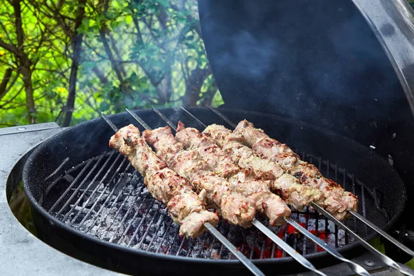 Meat kebab skewers — Stock Photo, Image