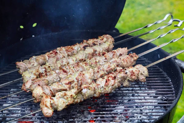 Meat kebab skewers — Stock Photo, Image