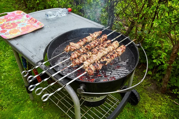 Et kebap şişleri — Stok fotoğraf