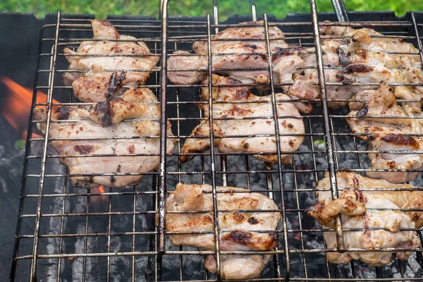 Pollo a la parrilla sobre un carbón —  Fotos de Stock