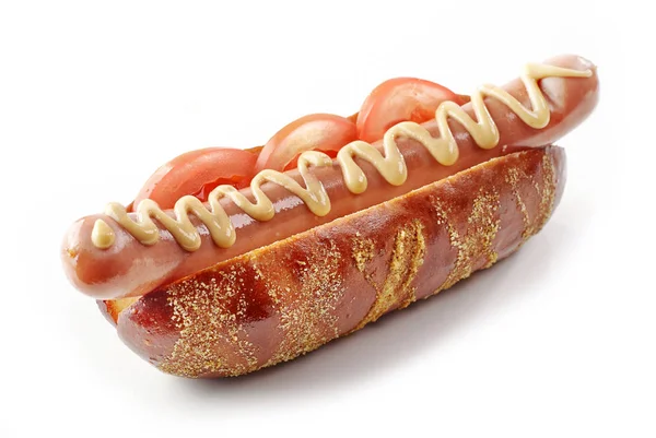 Hot-dog frais sur fond blanc — Photo