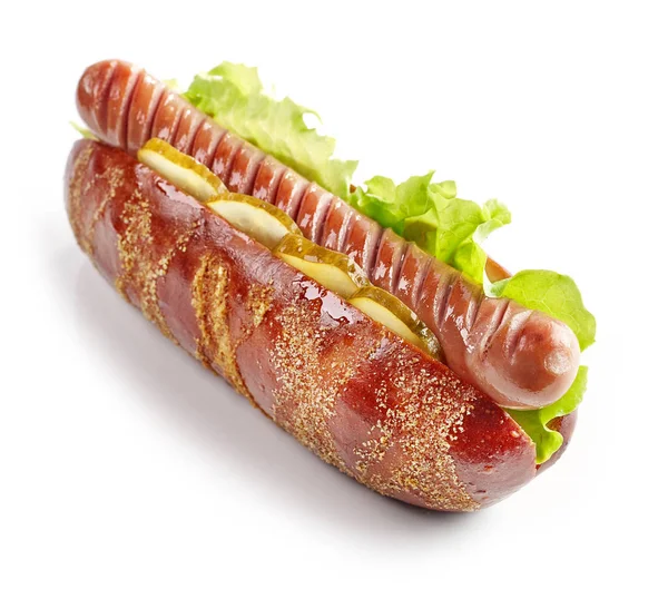 Hot Dog auf weißem Hintergrund — Stockfoto