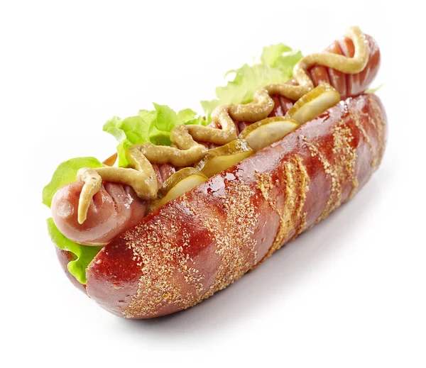 Hot doga na białym tle — Zdjęcie stockowe